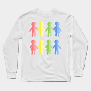 Rainbow Paper People Chain Long Sleeve T-Shirt